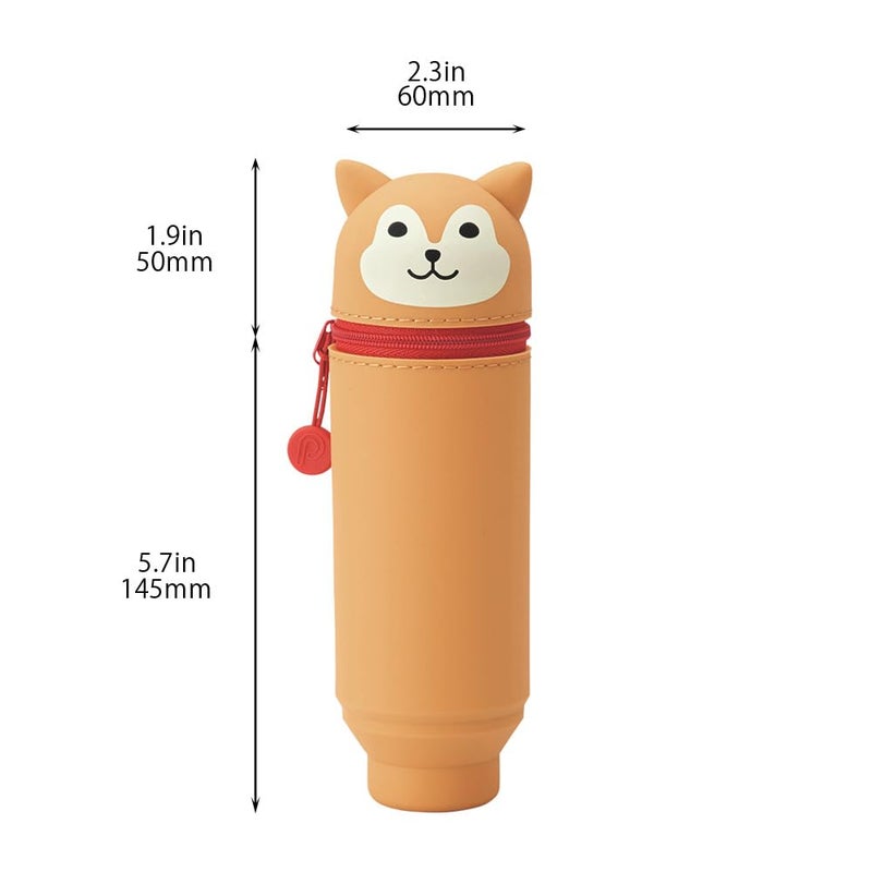 LIHIT LAB Kawaii Japanese Shiba Dog Stand Up Pencil Case For School Office College, Cute School Supplies, Animal Pen Holder Pouch Holder Teen Girls Artists, Travel Cosmetics Storage (A7712-2) - Image 3